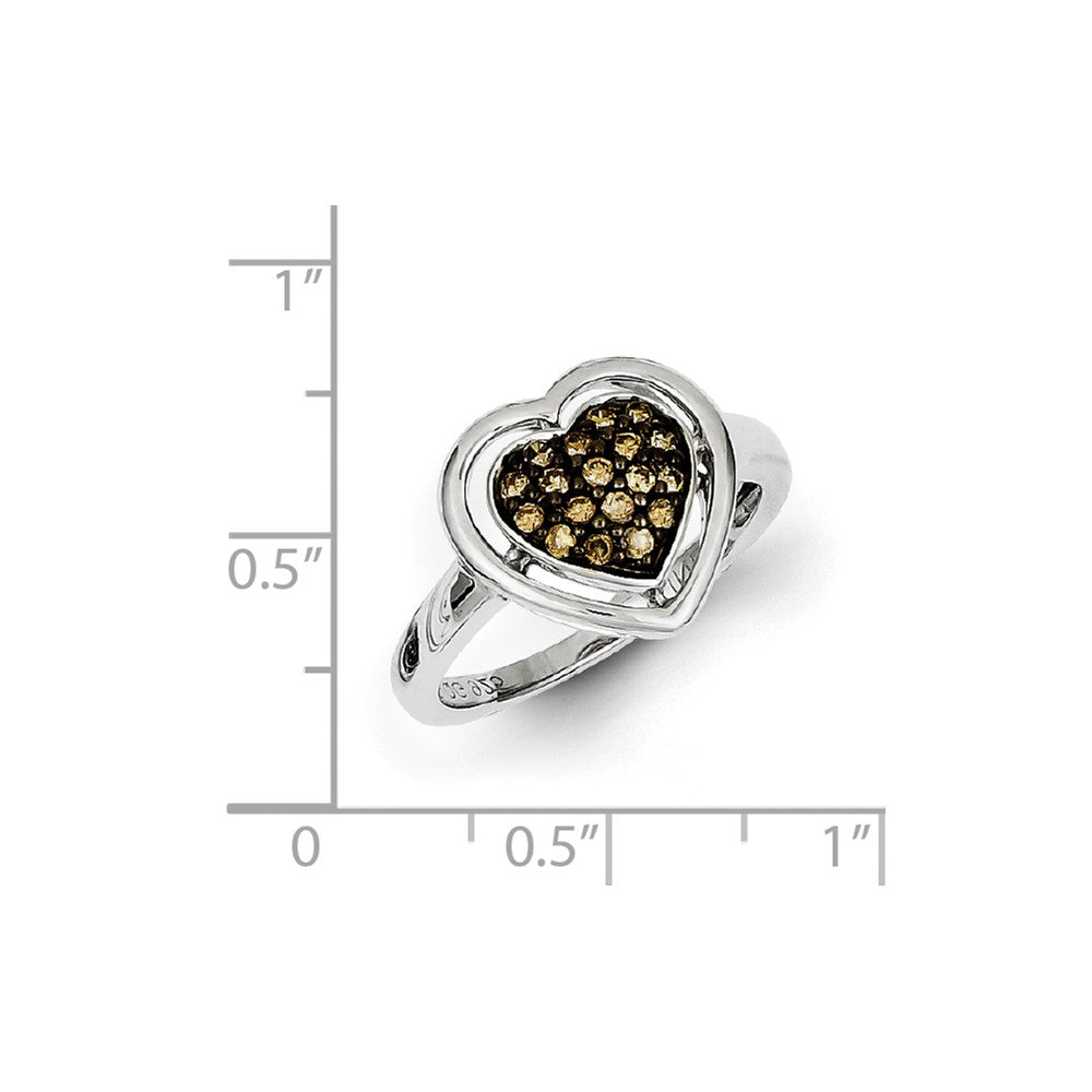 Sterlingsilber Champagne Diamant Herz Ring