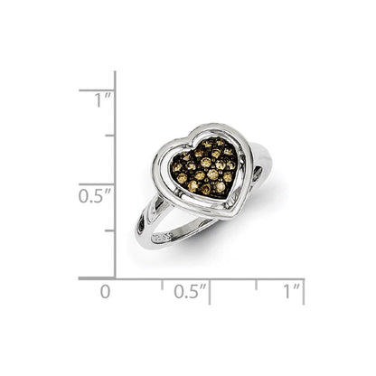 Sterlingsilber Champagne Diamant Herz Ring