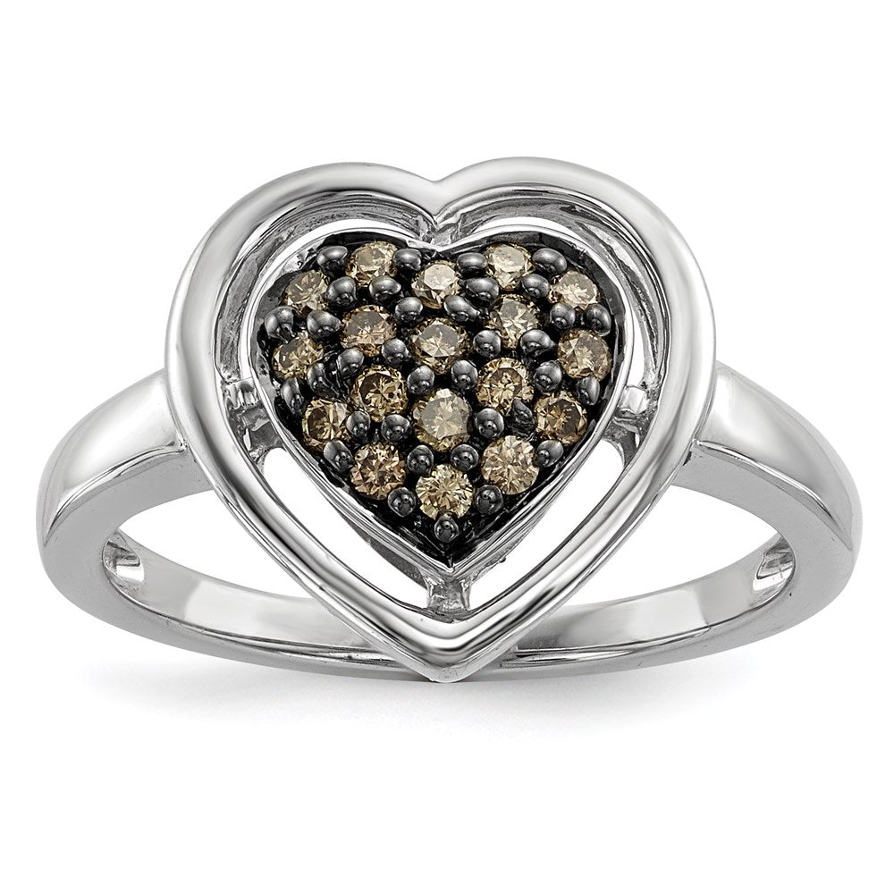 Sterlingsilber Champagne Diamant Herz Ring