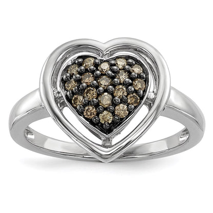 Sterlingsilber Champagne Diamant Herz Ring