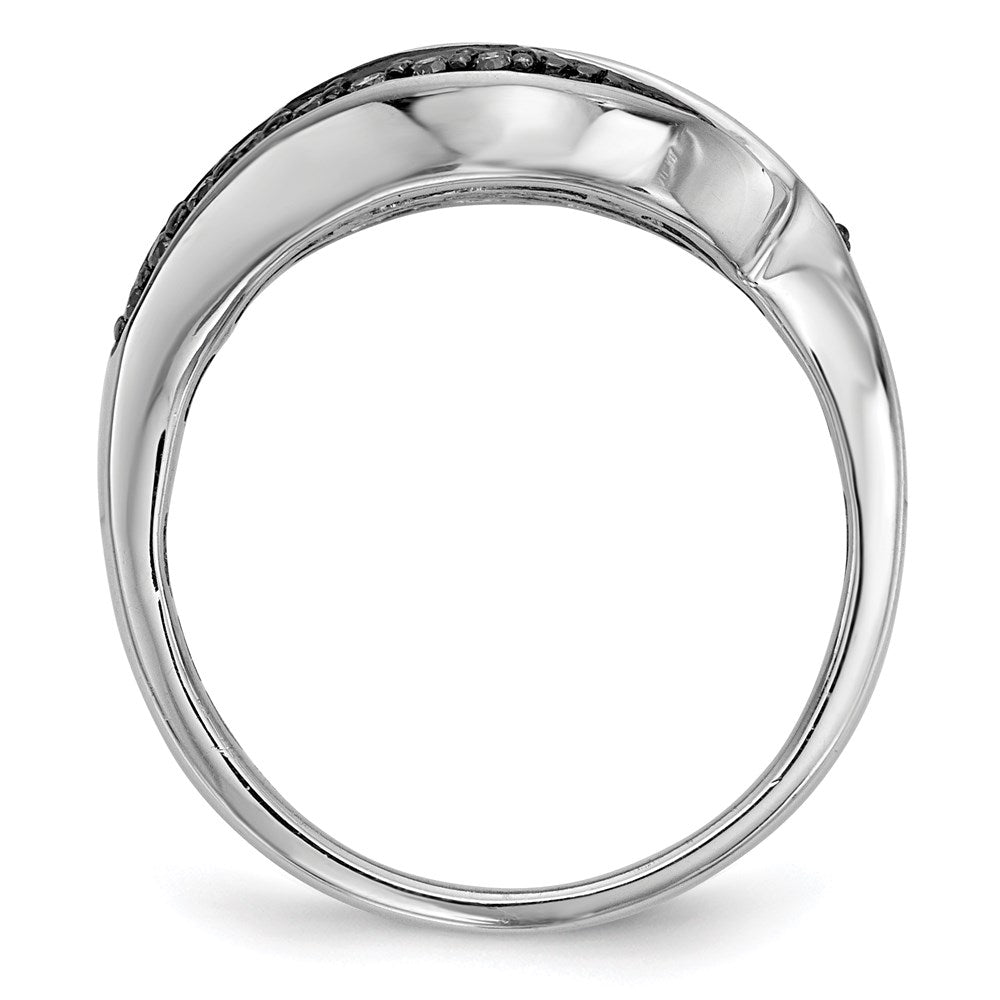 Sterlingsilber Weiß, Champagne & Blau Diamant Antikisiert Ring (size 6 Nur)