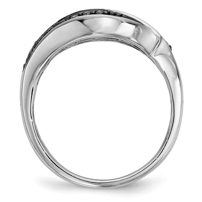 Sterlingsilber Weiß, Champagne & Blau Diamant Antikisiert Ring (size 6 Nur)