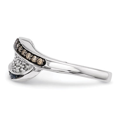 Sterlingsilber Weiß, Champagne & Blau Diamant Antikisiert Ring (size 6 Nur)