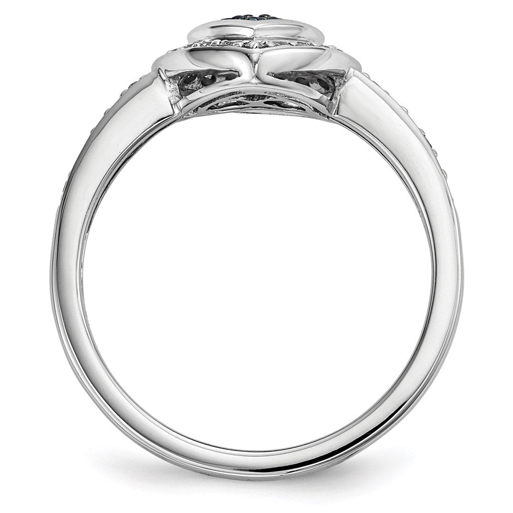 Sterlingsilber Blau Diamant Klein Herz Ring
