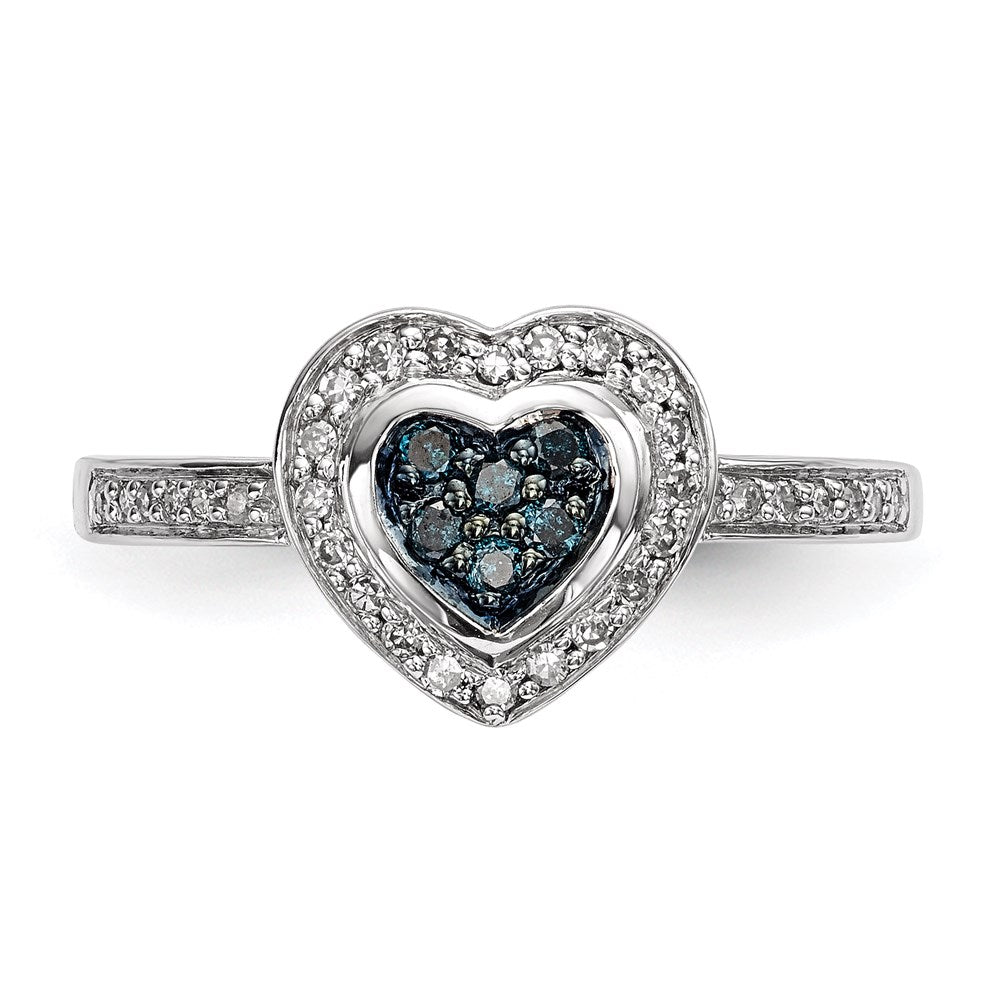 Sterlingsilber Blau Diamant Klein Herz Ring