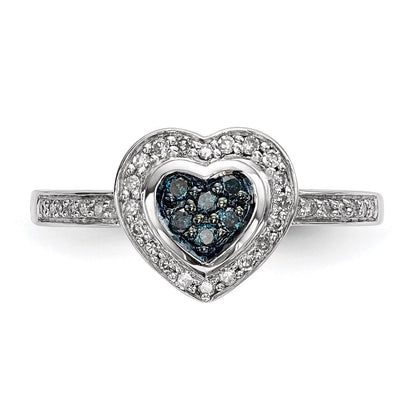 Sterlingsilber Blau Diamant Klein Herz Ring