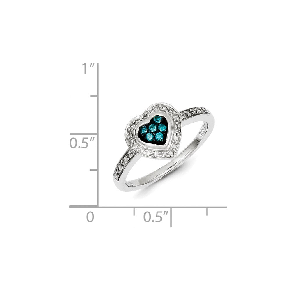 Sterlingsilber Blau Diamant Klein Herz Ring