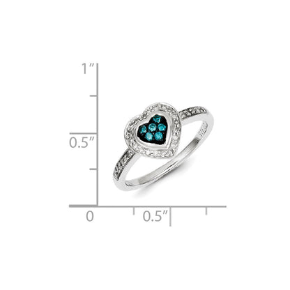Sterlingsilber Blau Diamant Klein Herz Ring