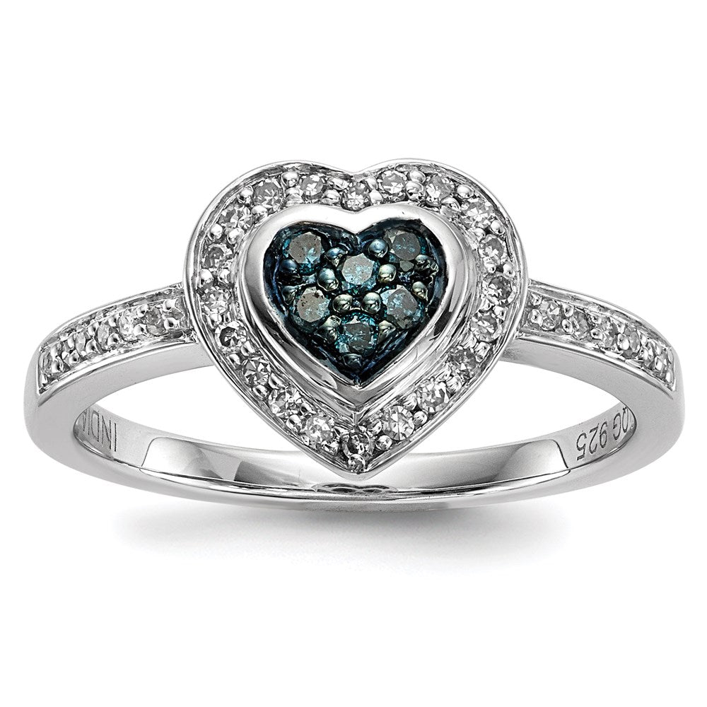 Sterlingsilber Blau Diamant Klein Herz Ring