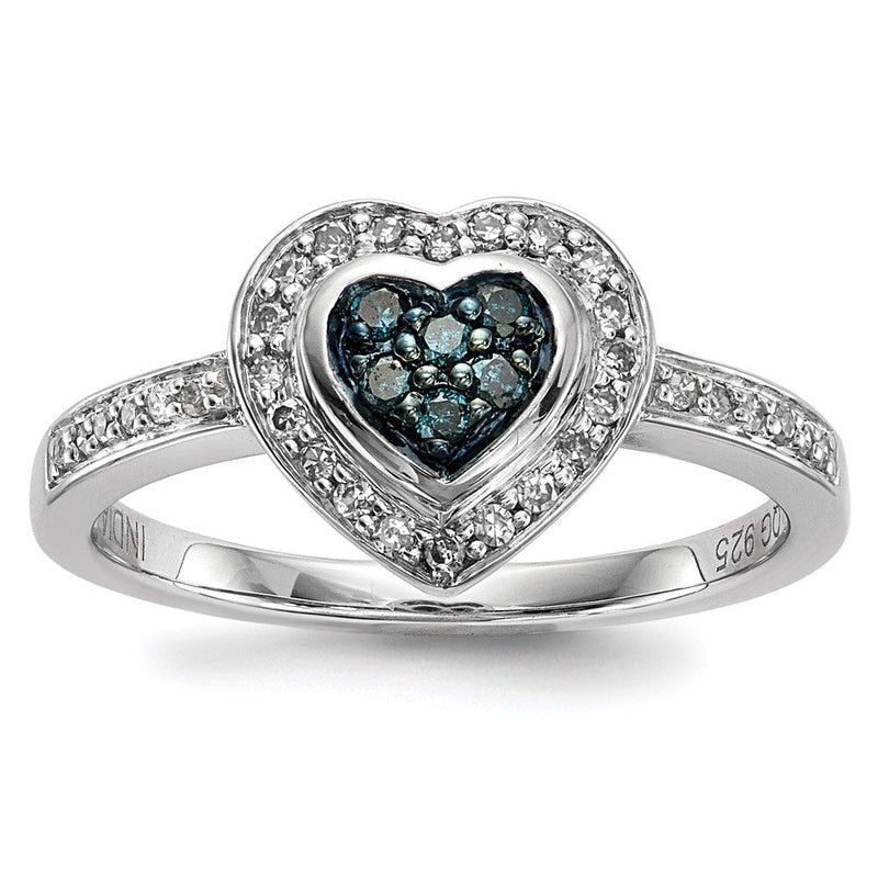 Sterlingsilber Blau Diamant Klein Herz Ring