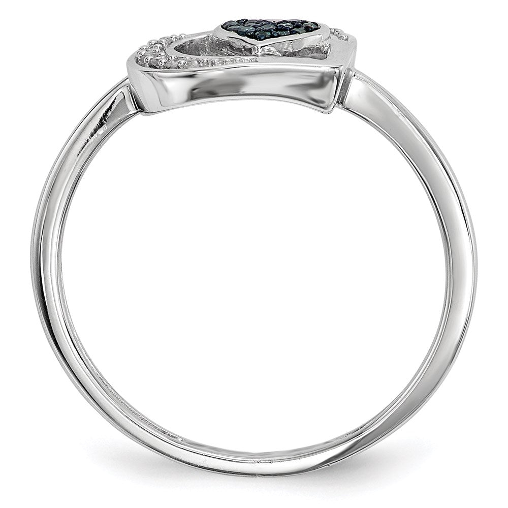 Sterlingsilber Blau und Weiß Diamant Herz Ring (size 7 Nur)