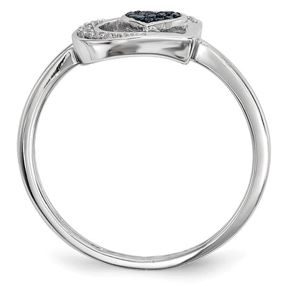 Sterlingsilber Blau und Weiß Diamant Herz Ring (size 7 Nur)