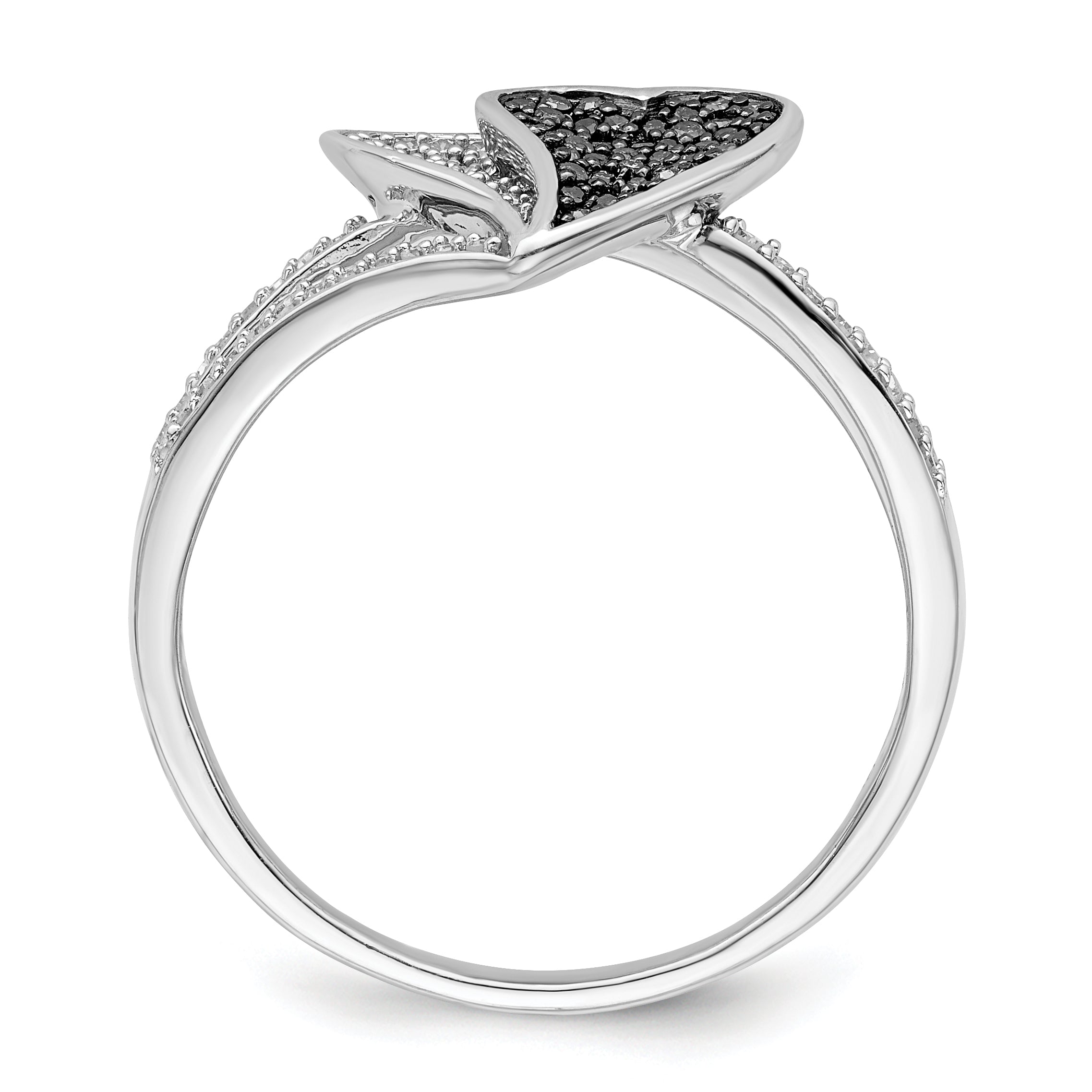 Sterlingsilber Weiß Nacht Rhodiniert Blau und Diamant Herzen Ring