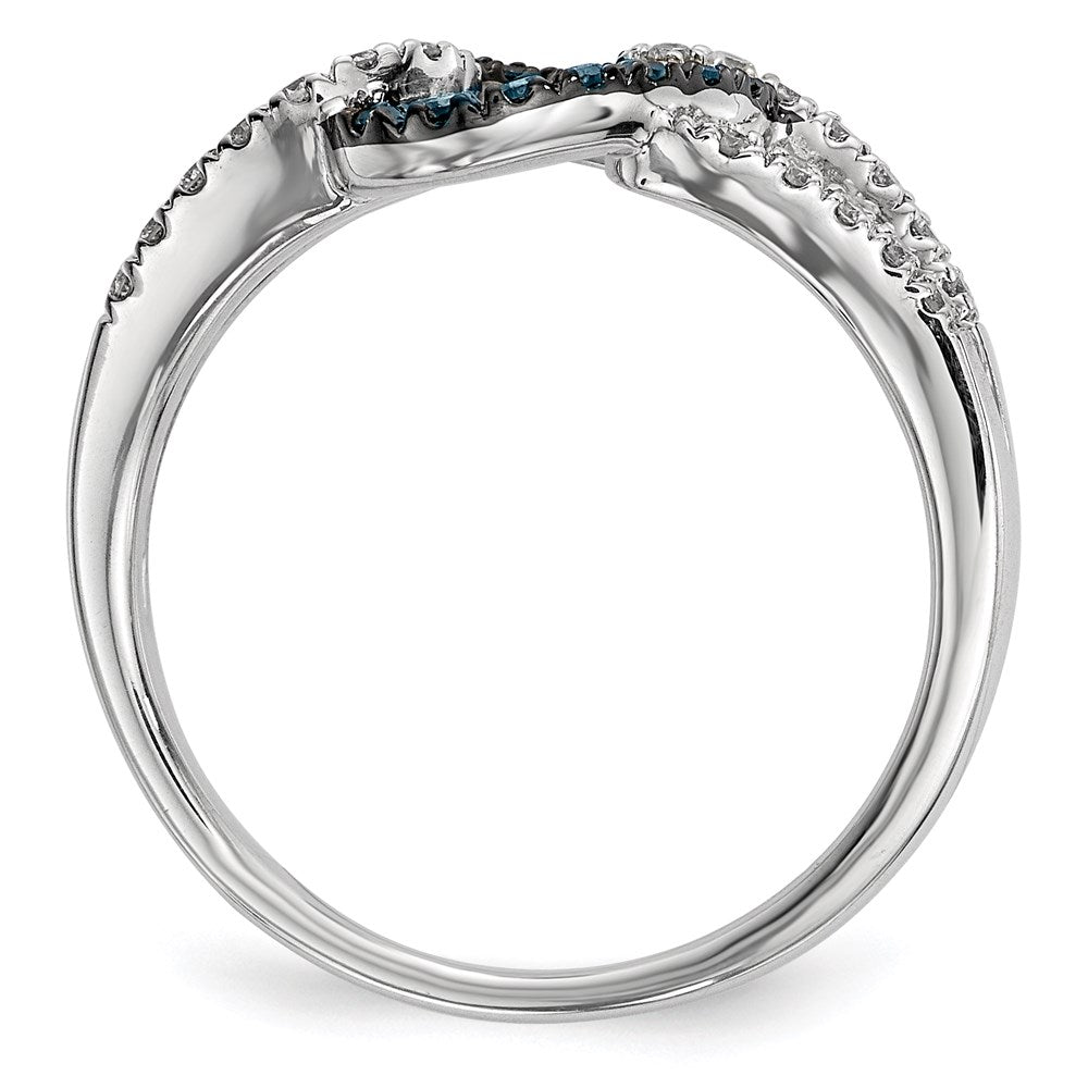 Sterlingsilber Weiß & Blau Diamant Ring (size 7 Nur)