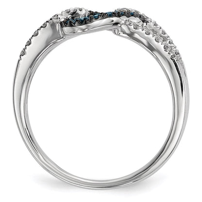 Sterlingsilber Weiß & Blau Diamant Ring (size 7 Nur)