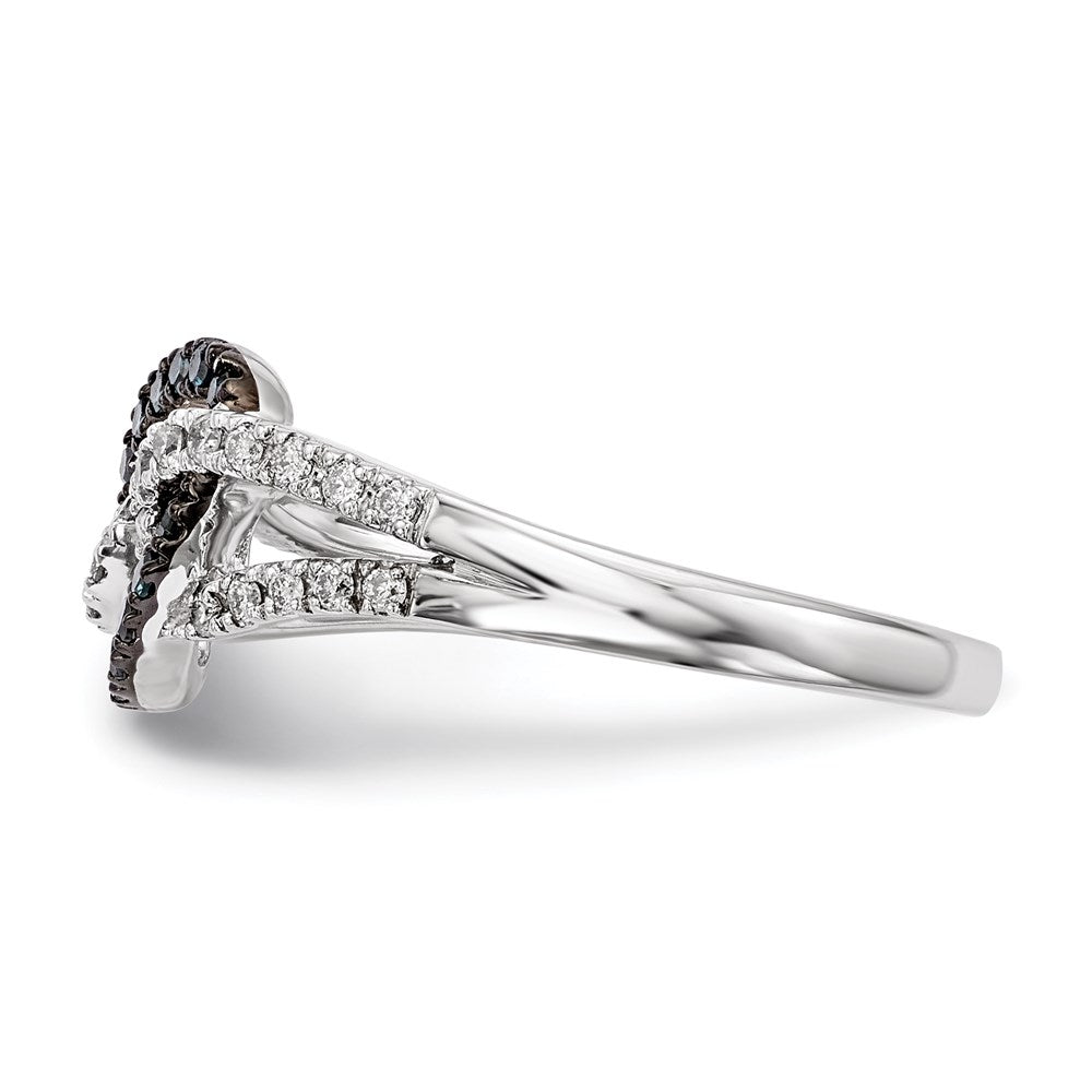 Sterlingsilber Weiß & Blau Diamant Ring (size 7 Nur)