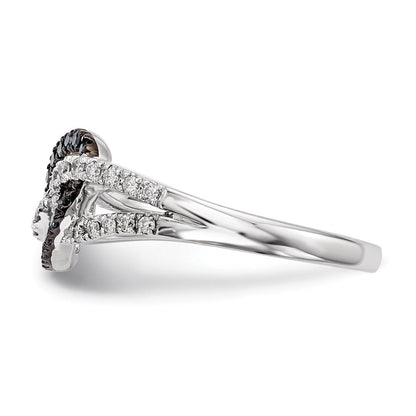 Sterlingsilber Weiß & Blau Diamant Ring (size 7 Nur)