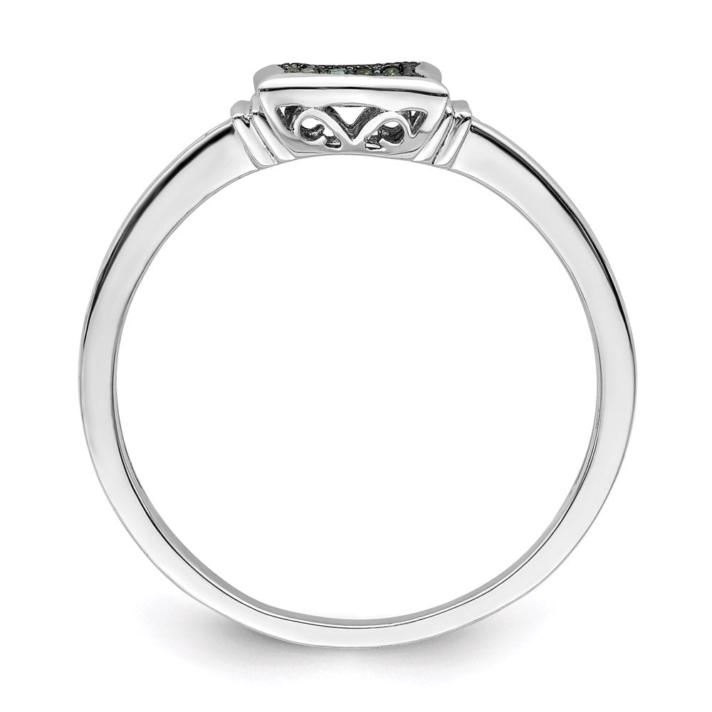 Sterlingsilber Weiß Nacht Rhodiniert Blau Diamanten Quadratisch Ring (size 7 Nur)