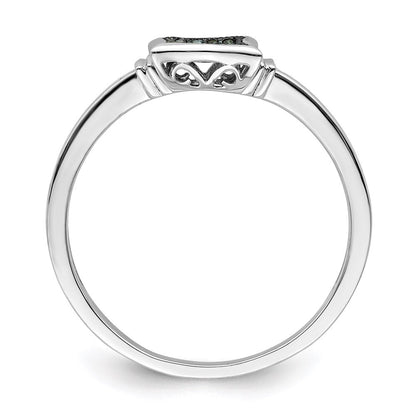 Sterlingsilber Weiß Nacht Rhodiniert Blau Diamanten Quadratisch Ring (size 7 Nur)