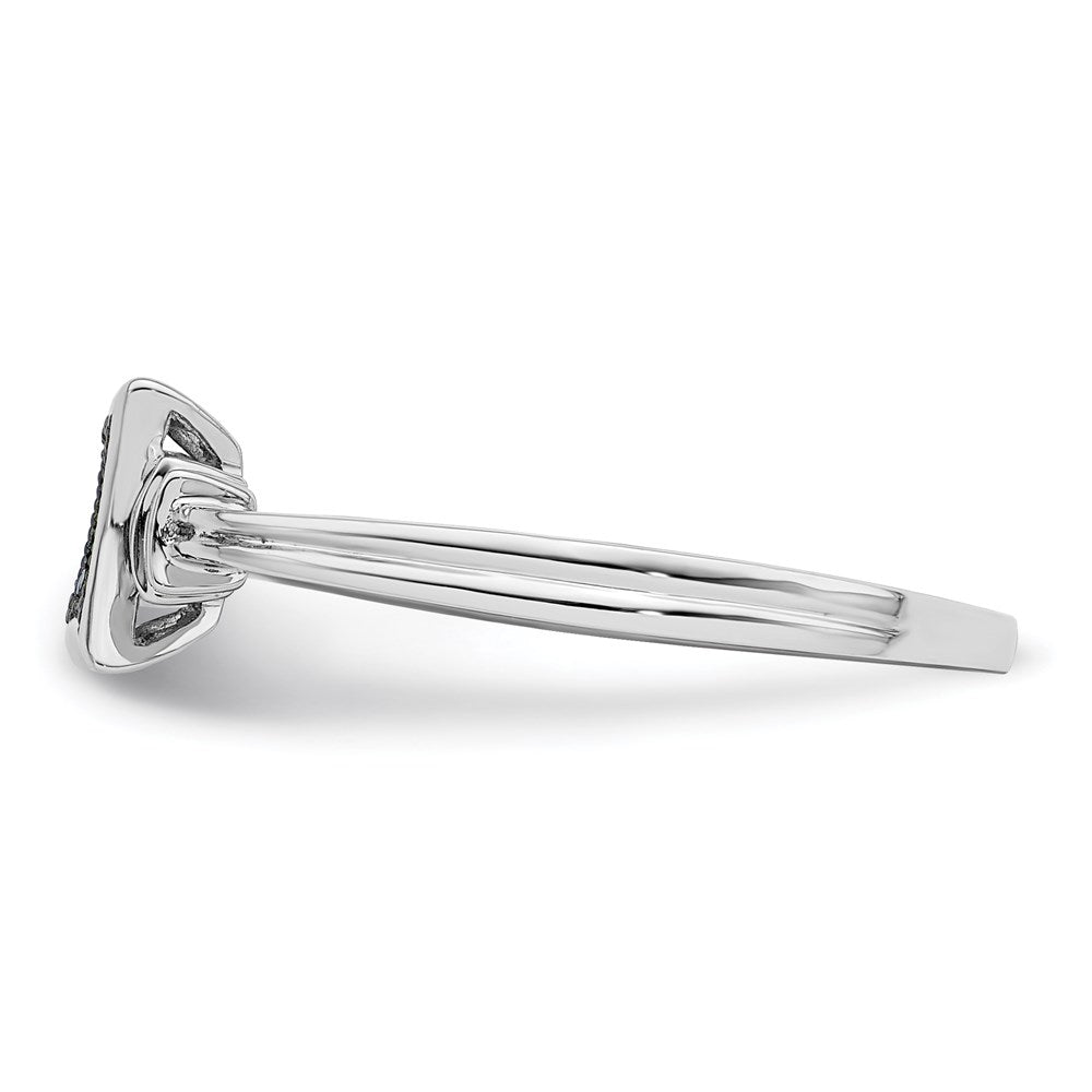 Sterlingsilber Weiß Nacht Rhodiniert Blau Diamanten Quadratisch Ring (size 7 Nur)