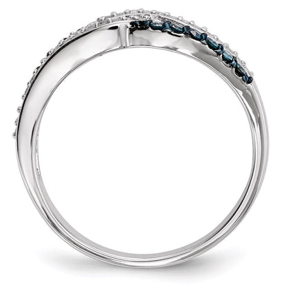 Sterlingsilber Blau und Weiß Diamant Ring (size 8 Nur)
