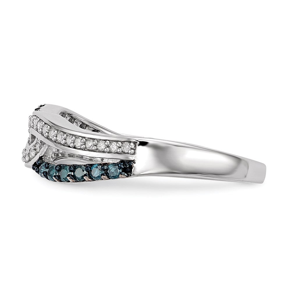 Sterlingsilber Blau und Weiß Diamant Ring (size 8 Nur)
