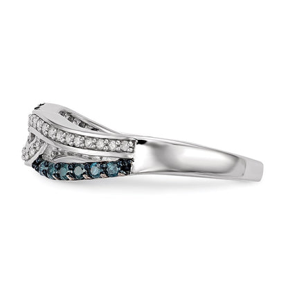Sterlingsilber Blau und Weiß Diamant Ring (size 8 Nur)