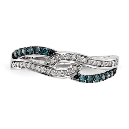 Sterlingsilber Blau und Weiß Diamant Ring (size 8 Nur)