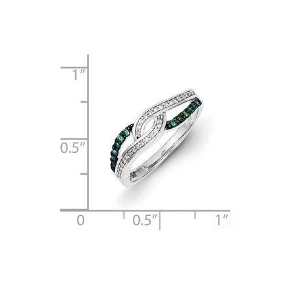 Sterlingsilber Blau und Weiß Diamant Ring (size 8 Nur)
