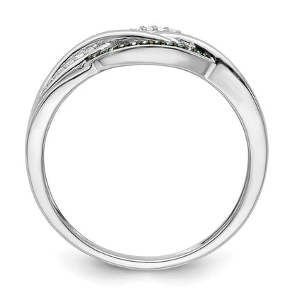 Sterlingsilber Rhodiniert Blau und Weiß Diamant Ring (size 7 Nur)