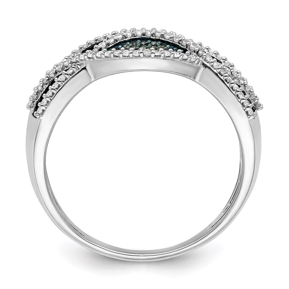 Sterlingsilber Rhodiniert Blau und Weiß Diamant Ring (size 7 Nur)