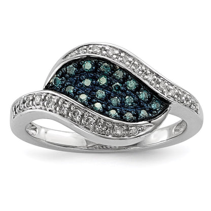 Sterlingsilber Blau Diamant Fantasie Marquise Ring