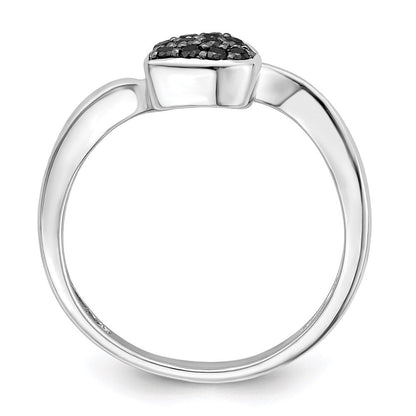 Sterlingsilber Weiß Nacht Rhodiniert Schwarz Diamant Herz Ring