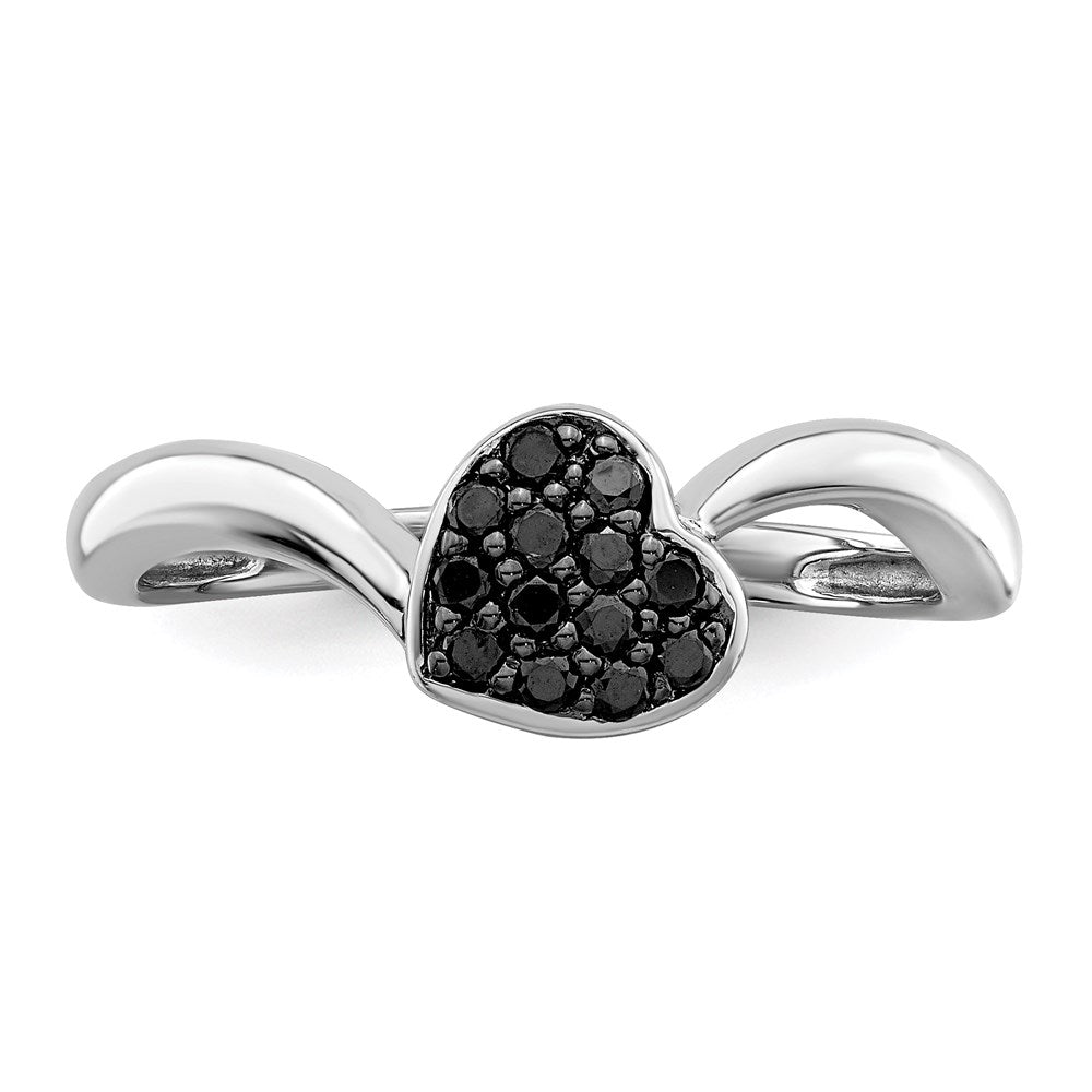 Sterlingsilber Weiß Nacht Rhodiniert Schwarz Diamant Herz Ring