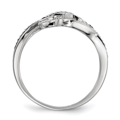 Sterlingsilber Schwarz und Weiß Diamant Ring (size 8 Nur)