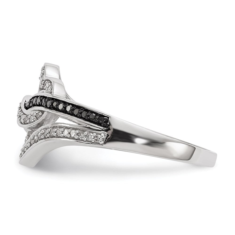 Sterlingsilber Schwarz und Weiß Diamant Ring (size 8 Nur)
