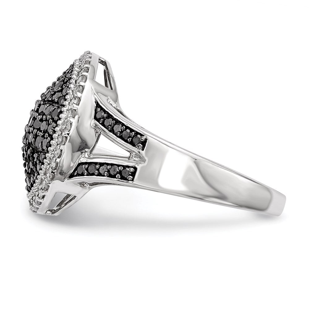 Sterlingsilber Weiß Nacht Rhodiniert Schwarz und Diamant Rund Ring
