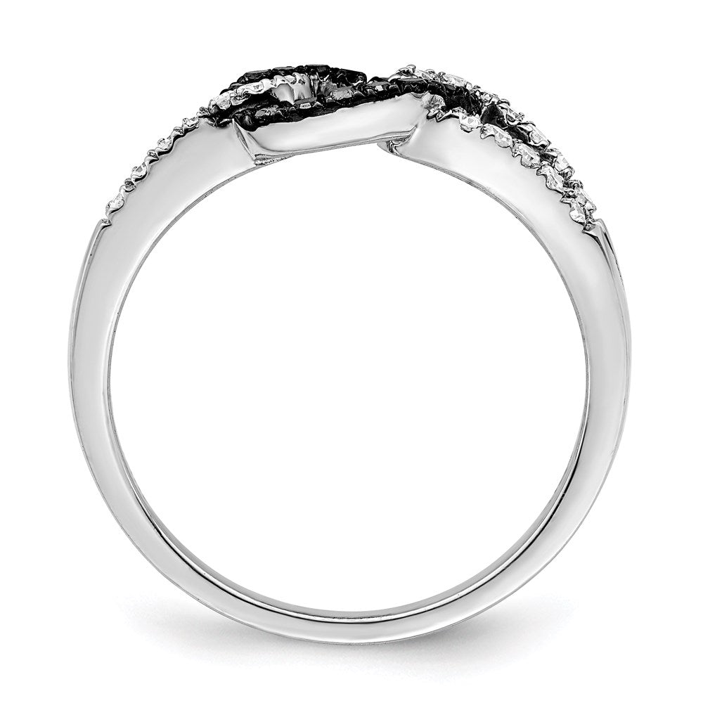 Sterlingsilber Weiß Nacht Rhodiniert Schwarz und Diamant Ring (size 8 Nur)