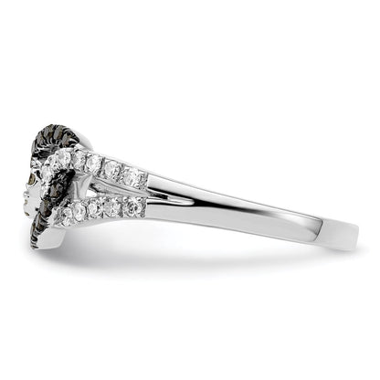 Sterlingsilber Weiß Nacht Rhodiniert Schwarz und Diamant Ring (size 8 Nur)