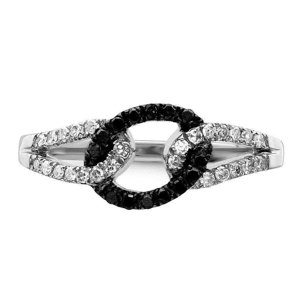 Sterlingsilber Weiß Nacht Rhodiniert Schwarz und Diamant Ring (size 8 Nur)