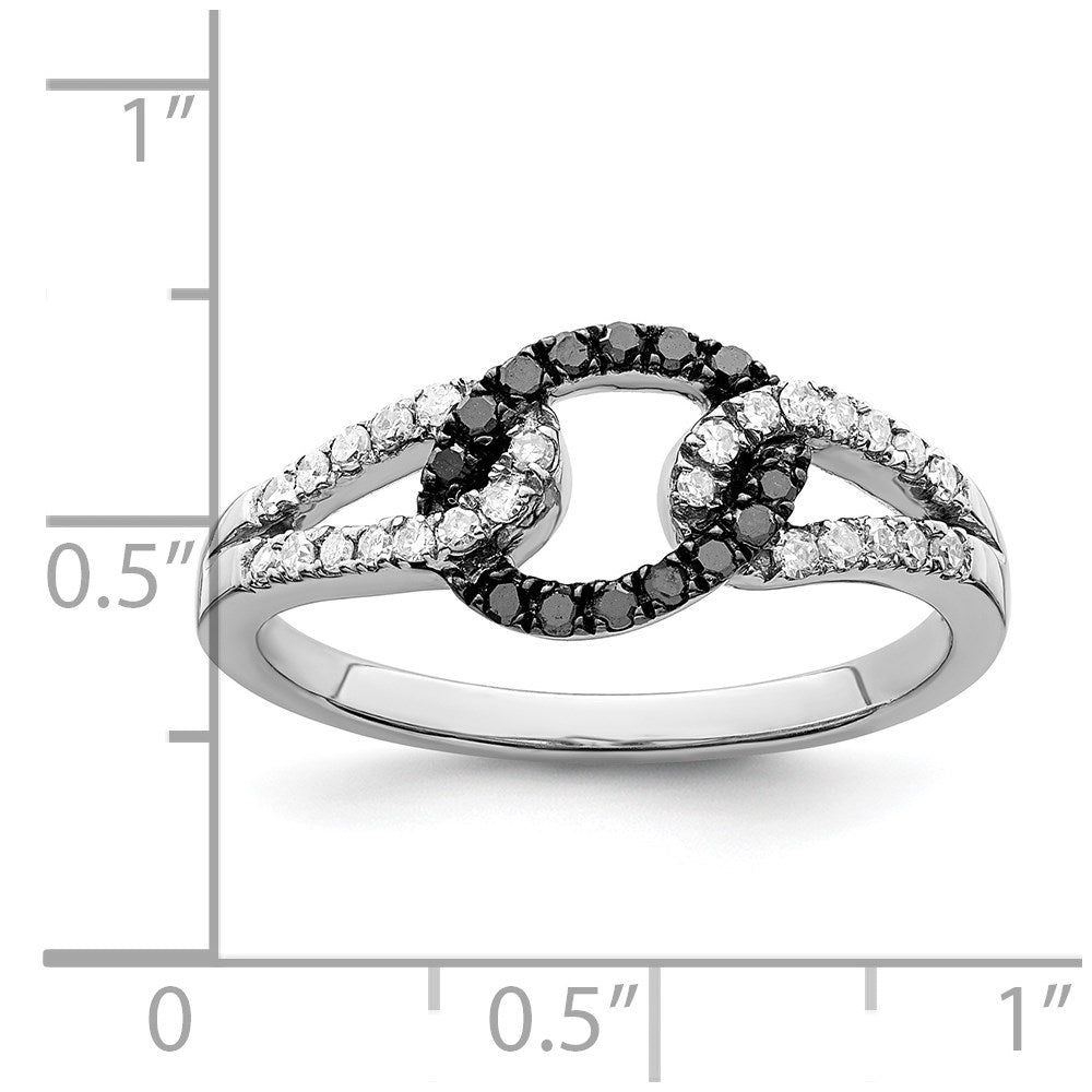 Sterlingsilber Weiß Nacht Rhodiniert Schwarz und Diamant Ring (size 8 Nur)