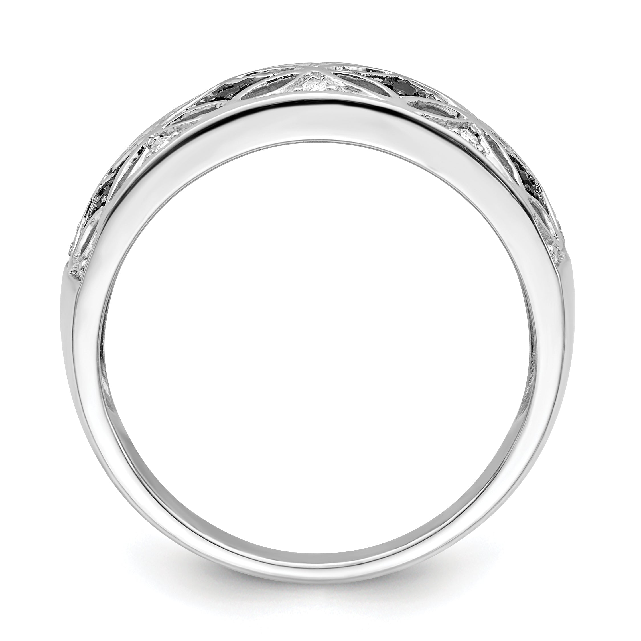 Sterlingsilber Weiß Nacht Rhodiniert Schwarz und Diamant Ring