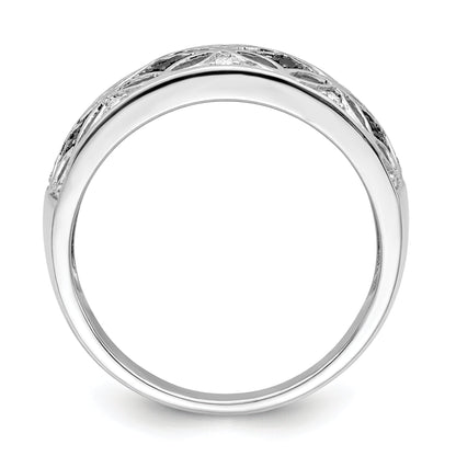 Sterlingsilber Weiß Nacht Rhodiniert Schwarz und Diamant Ring