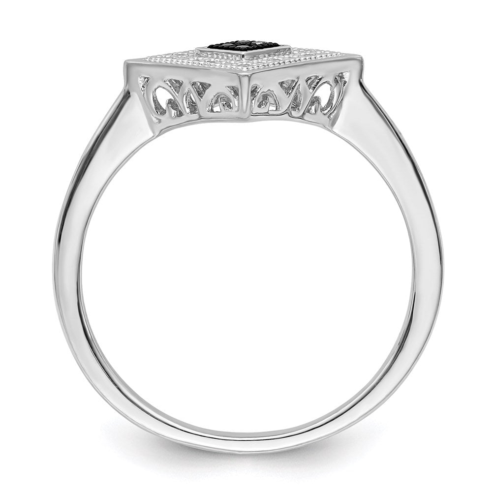Sterlingsilber Weiß Nacht Rhodiniert Schwarz und Diamant Ring (size 7 Nur)