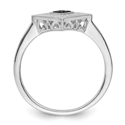 Sterlingsilber Weiß Nacht Rhodiniert Schwarz und Diamant Ring (size 7 Nur)
