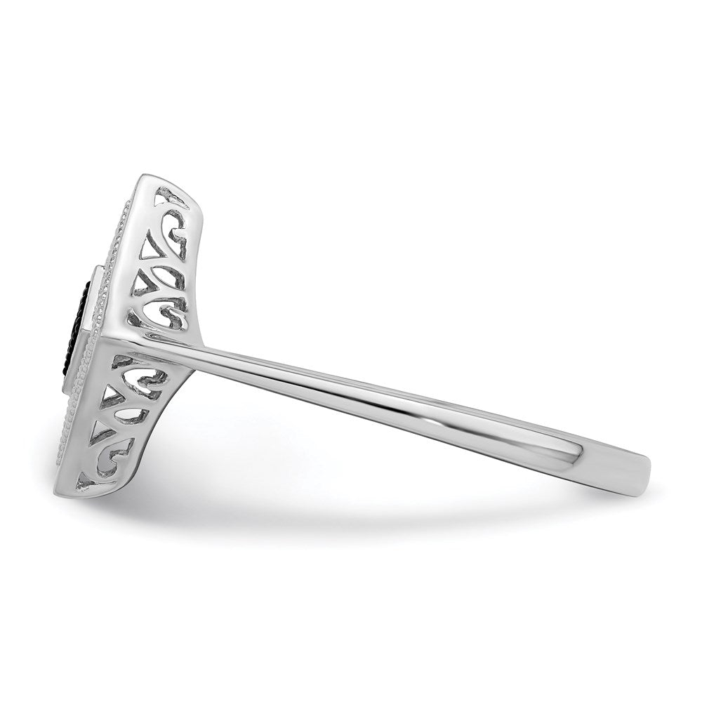 Sterlingsilber Weiß Nacht Rhodiniert Schwarz und Diamant Ring (size 7 Nur)