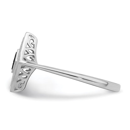 Sterlingsilber Weiß Nacht Rhodiniert Schwarz und Diamant Ring (size 7 Nur)