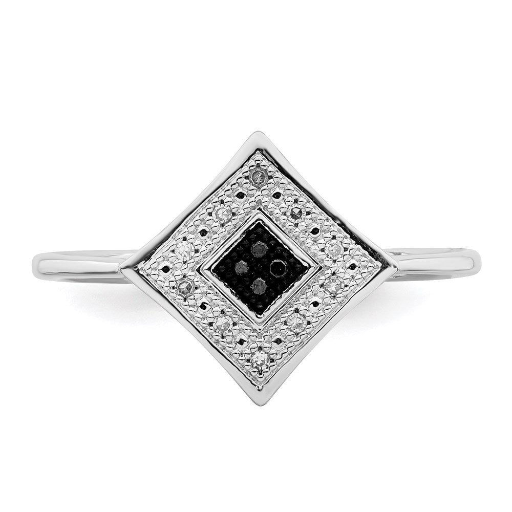 Sterlingsilber Weiß Nacht Rhodiniert Schwarz und Diamant Ring (size 7 Nur)