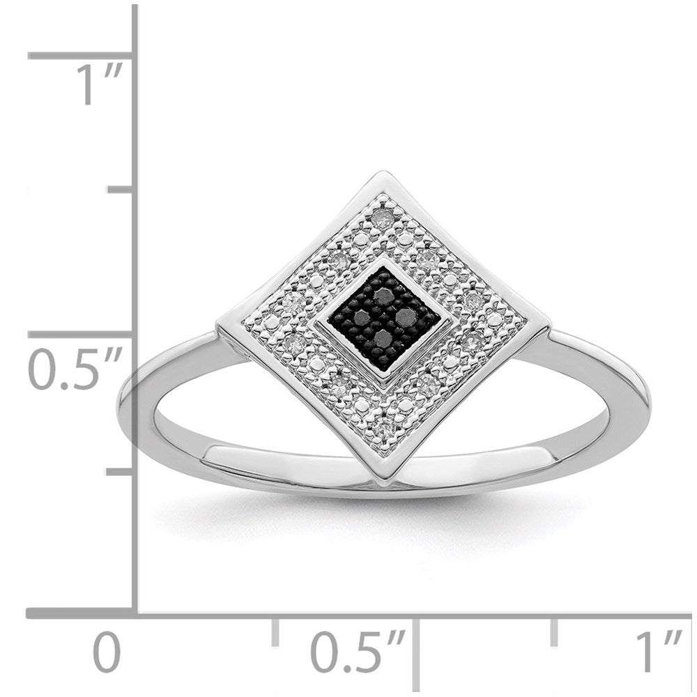 Sterlingsilber Weiß Nacht Rhodiniert Schwarz und Diamant Ring (size 7 Nur)
