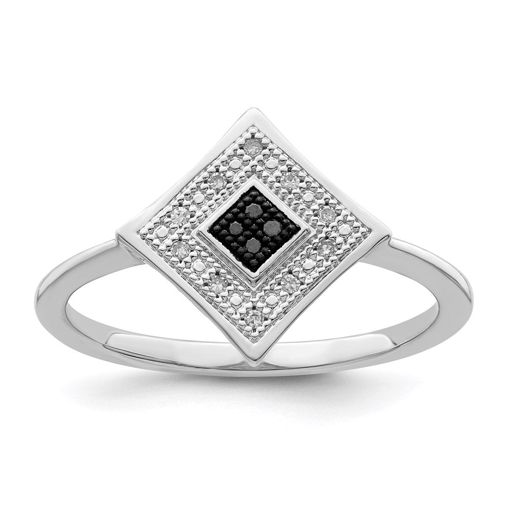 Sterlingsilber Weiß Nacht Rhodiniert Schwarz und Diamant Ring (size 7 Nur)